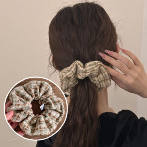 シュシュ ツイード柄 ヘアアクセサリー シンプル オフィス パイピング 上品 ヘアアクセ 秋冬 レディース 大人っぽい かわいい おしゃれ プレゼント jtl094