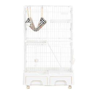 猫 ケージ キャットケージ 2段 猫トイレ付 キャスター付 ハンモック付 猫ゲージ おしゃれ キャットハウス ネコ ハウス 多段 留守番 保護 脱走防止 多頭飼い 多頭 スチール ペットケージ 新作 TX212771CAA